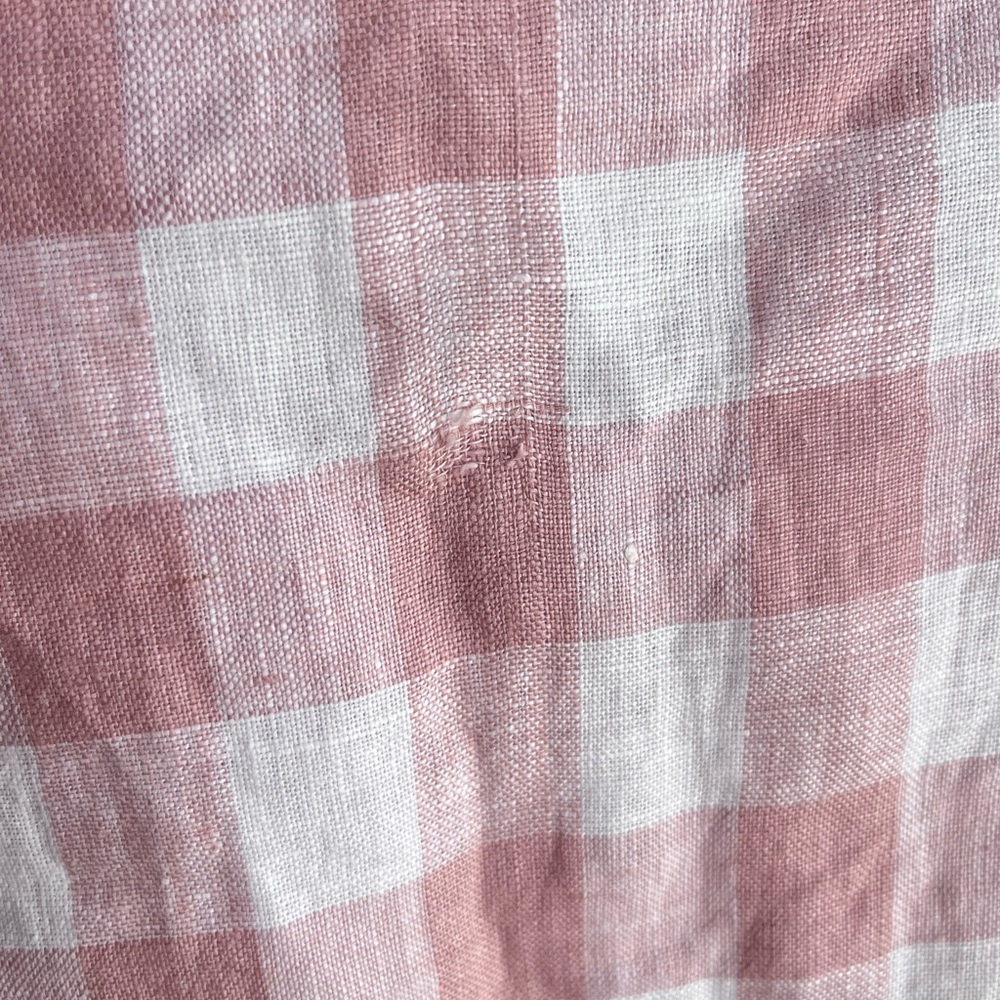 Reformation linen Pink and White Gingham Wrap Mini Skirt - Picture 4 of 5